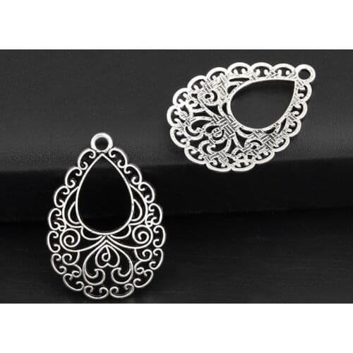 20pcs Silver Color 34x24mm Chandelier Charms Drop Shaped Pendant Fit DIY Jewelry Making Handcrafted Accessories