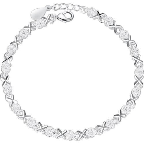 2021 New 925 Sterling Silver Cross Charm Bracelet &Bangle Handmade Party Jewelry For Women Girls sl070