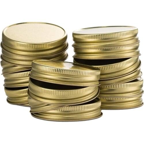 24 Packs Mason Jar Lids Regular Mouth Leak Proof Secure Mason Storage Solid Caps (Gold)