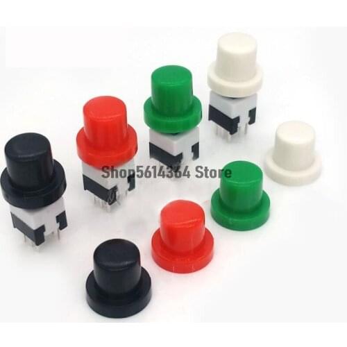 25pcs 5.8/7/8/8.5mm 6 Pin Lock/Unlock Tact Switch +White Red Green Red 7.8*9.6mm Cap
