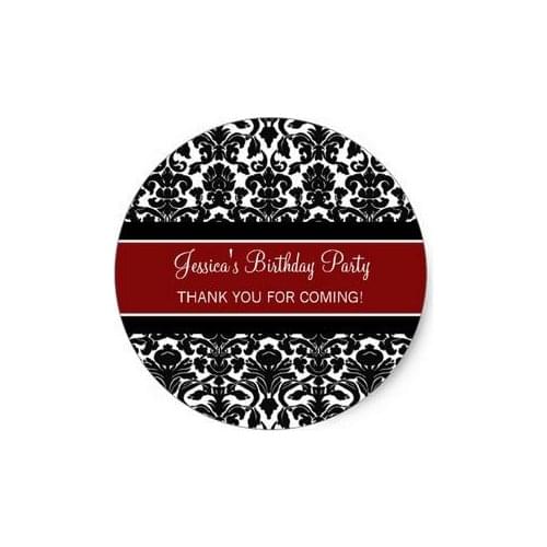 3.8cm Birthday Thank You Custom Name Favor Tags Red Classic Round Sticker