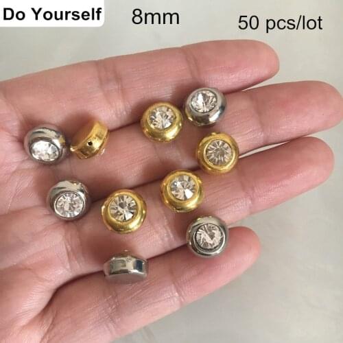 50 pcs Round Sewing Beads 8mm Gold /Silver,Decorative Sew on Acrylic Beads For Dress,Shirt