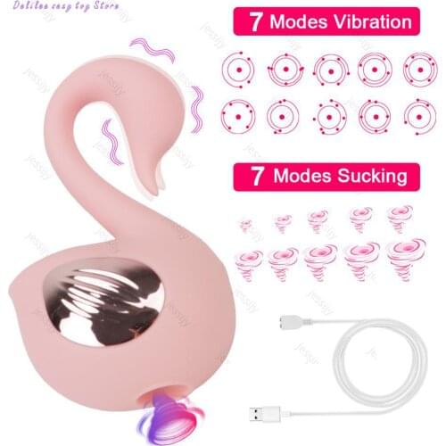 7 Frequency Nipple G Spot Massager Oral Sex Clitoris Stimulator Sucking Vibrator Swan Shape Sex Toys for Women
