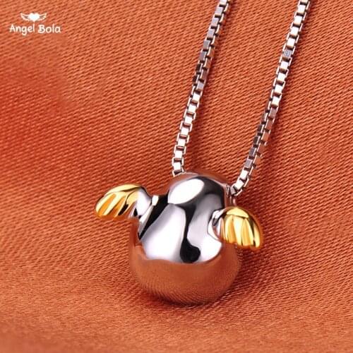 925 Sterling Silver Angel Egg Necklaces & Pendants for Women Cute Girl Prevent Allergy Sterling-silver Jewelry