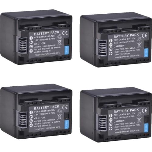 4Pcs BP-727+ BP727 Battery for Canon BP 727, BP-718, BP-709, BP-745, Canon HF R306 M506 R32 R48 R38 M52 M56 M60 R36 R46 R68