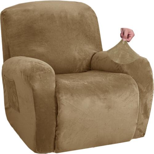 Velvet Recliner Cover All-inclusive Lazy Boy Chair Covers Elastic Massage Lounger Single Seater Couch Slipcover Armchair Covers