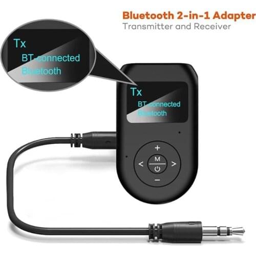Bluetooth Transmitter and Receiver 3-in-1 Wireless Bluetooth 5.0 Adapter with Display Screen Low Latency Audio Adapter for PC TV
