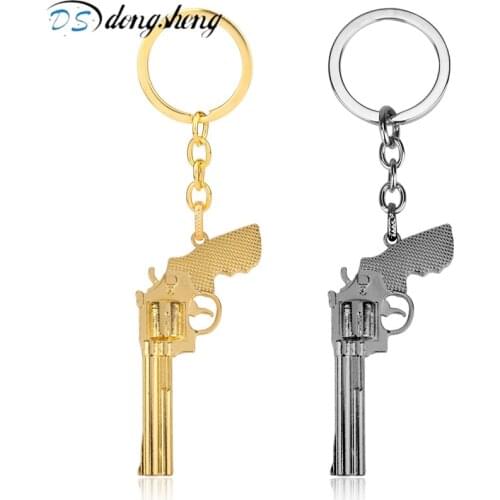 Dongsheng Pistol Shape Keychain Mini Portable Decorations Zinc Alloy Revolver Gun Classic Key Ring KeyChain Special Gift Male