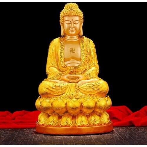 Buddhism Golden Tathagata Buddha Resin Statue Home Living Room Crafts Decorative Ornament Home Decoration Accessories Gifts