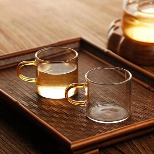 Tea cup glass small cup 6 sets Kung Fu tea set tea cup with handle ear cup home master cup single bowl of tea