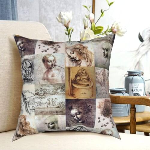 Leonardo Da Vinci Artwork Pillowcase Printed Polyester Cushion Cover Decor Throw Pillow Case Cover Seat Wholesale 40X40cm