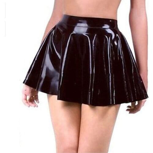 Handmade Black Latex Mini Skirt Sexy Gummi Summer Mini Rock
