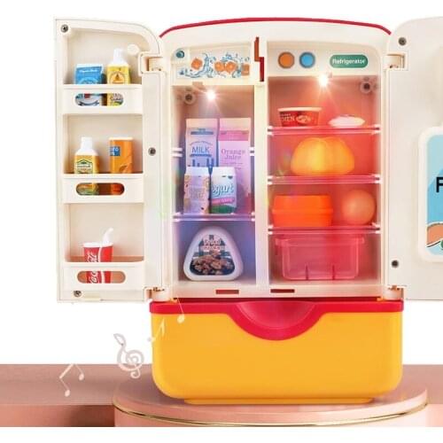 Kids Toy Fridge Refrigerator Accessories With Ice Dispenser Role Playing Appliance For Kids Kitchen Set Food Toys For Girls Boys
