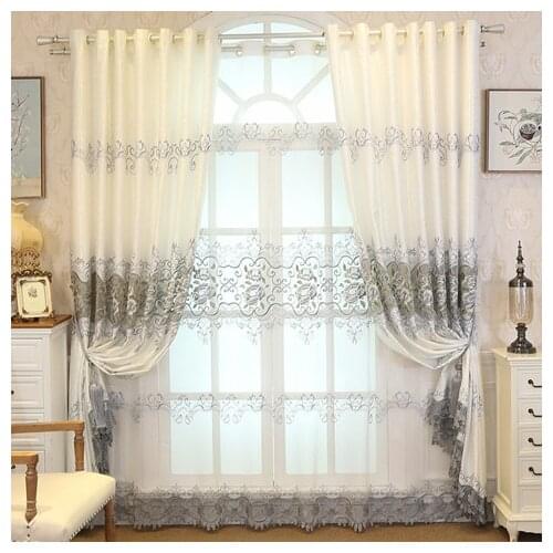 European Curtains for Living Dining Room Bedroom Hollow Out Water Soluble Embroidery Shading Curtains