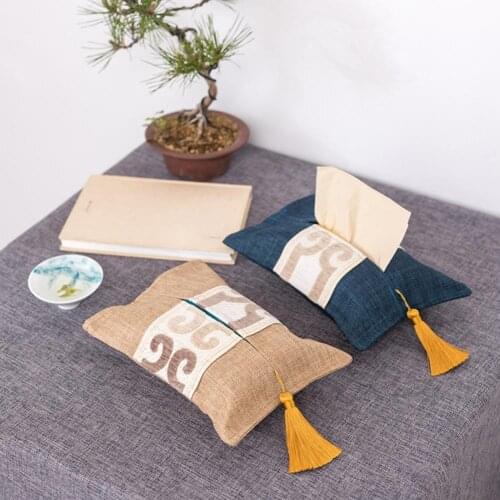Tissue Pouch Imitation Linen Pumping Box Fabric Simple Weaving Homestay Decoration Toilet Paper Storage White Photo Prop Decor