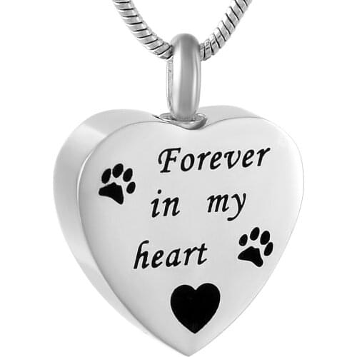 IJD9788 Forever in My Heart Engraved 316L Stainless Steel Cremation Pendant Neclace Paw Engraved Memorial Keepsake Jewelry Urn