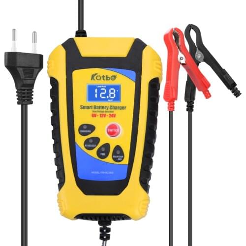 Car Battery Charger 6V/12V/24V 6A Pulse Repair Lead Acid Battery-Charging For Motorcycle Car Truck LCD Display Digital Charger