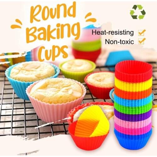 10PCS Round Baking Cups Silicone Cake Mold Muffin Cupcake Baking Molds Kitchen Cooking Bakeware Maker DIY Cake Decorating Tools