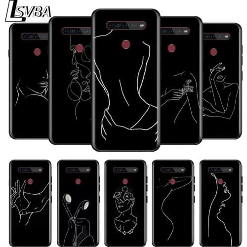 Line Abstract Art For LG G8 V30 V35 V40 V50 V60 Q60 K40S K50S K41S K51S K61 K71 K22 K31 K42 K92 ThinQ Black Soft Phone Case
