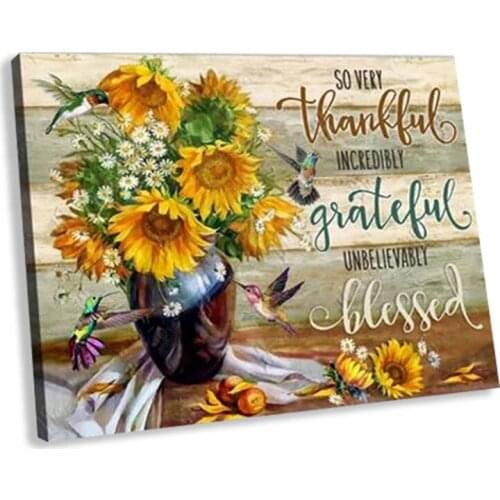 Fashion Canvas Sunflowers Hammingbird Rustic Wall Art Room Posters Inspiration Printing Home Decoration For Living Room Office