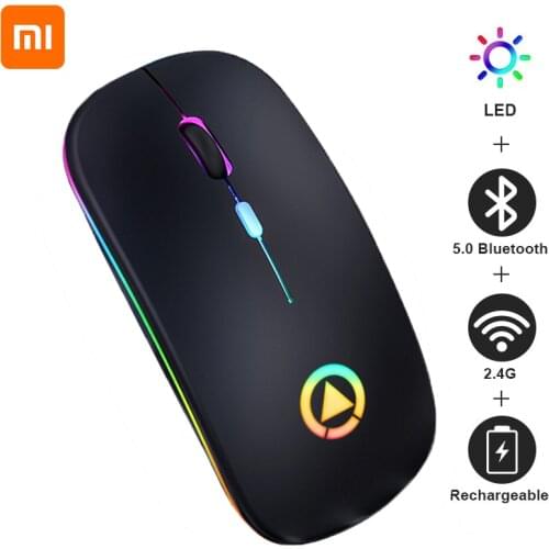 Youpin Xiaomi Wireless Mouse Bluetooth RGB Rechargeable Mouse Wireless Silent Mause LED Backlit Ergonomic Gaming Mouse Dual Mode