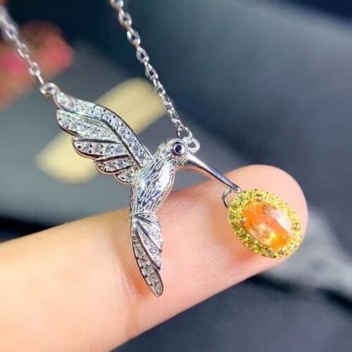 Natural Fanta gem necklace Garnet Necklace 925 Sterling Silver personalized design unique jewelry contains certificate