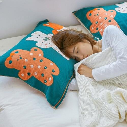 Gauze Pillow Towel Soft Adult Household Five Layer Simple Breathable Pillow Cover Comfortable Sweat Absorbing Pillow Case 2pcs
