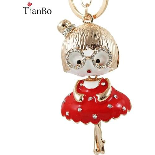 New fashion keychains handbag Enamel trendy girl doll key ring beautiful key chain for buckle charm pretty women keyrings
