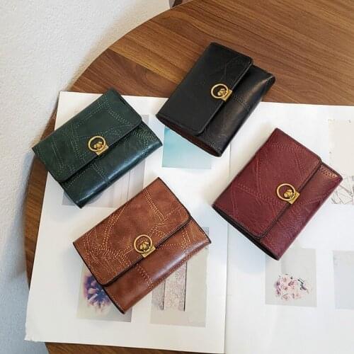 Short Women Wallets Small New Fashion Pu Leather Female Purses Black Money Bag Hasp 3 Fold Card Holder