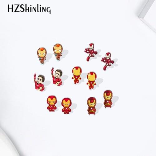 2021 New Arrival Iron Man cartoon Acrylic Stud Earrings Resin Epoxy Ear Jewelry