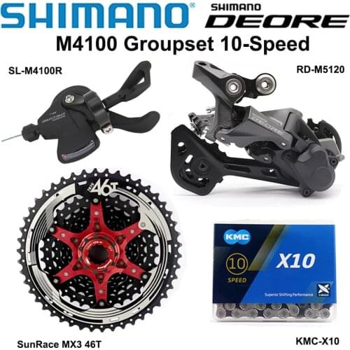 SHIMANO DEORE M4100 10S Groupset MTB Mountain Bike Groupset 1x 10 Speed SunRace Cassette M5120 Rear Derailleur M4100 Shift Lever