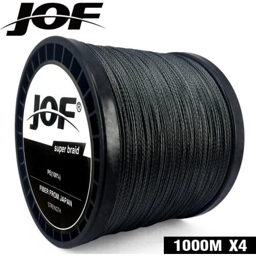 JOF PE Braided Fishing Line Black multifilament Fishing Cord 4 Strands 100M 150M 300M 500M 1000M 2019
