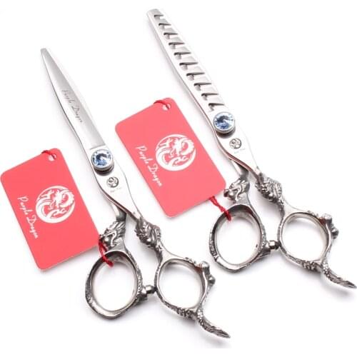 5.5" 440C Professional Hair Scissors Cutting Shears Thinning Scissors Hairdressing Scissors Set Barber Makas Dropshipping Z9107