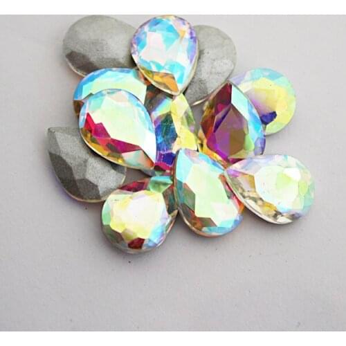 Clear Crystal AB Rhinestone Non Hotfix Rhinestones 6*8mm 10pcs Water droplets Crystals DIY 3D Nail Art Gems decoration