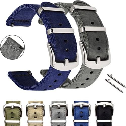 18mm 20mm 22mm 24mm Nylon Canvas Strap Watchband for Samsung Galaxy Watch 42mm 46mm Active 2 Gear S3 Amazfit GTR Bracelet Band