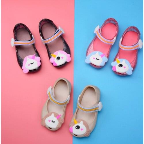 Lovely Unicorn Toddler Baby Slippers Summer Cartoon Bling Soft Non-slip Childrens Shoes Boys Girls Kids Beach Jelly Sandals New