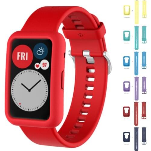 2in1 Silicone Wrist Strap Watch Case For Huawei Watch Fit Band Protective Cover TPU Shell Replacement Sport Bracelet Watchstrap
