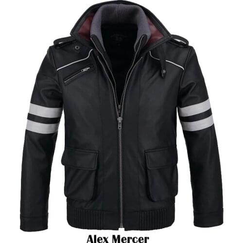 [STOCK]Double Collars!Game Prototype Alex Mercer PU Leather Jacket Winter Coat Halloween Cosplay Costume For Women/Men M-4XL