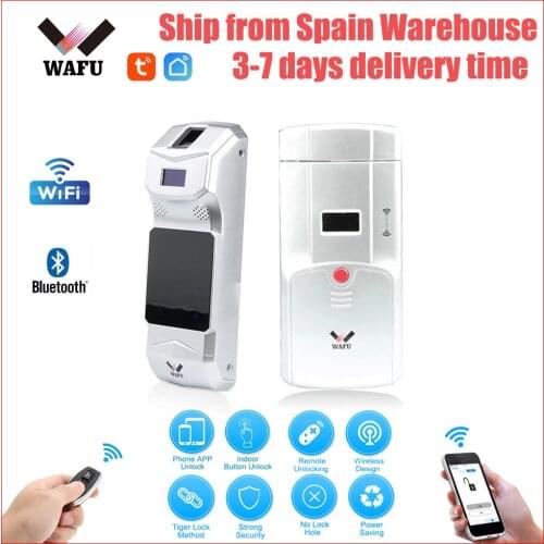 WAFU 011A Smart Lock TUYA Wifi Door Lock Bluetooth Fingerprint Lock Phone Remote Control Finger Touch Invisible Door Locks