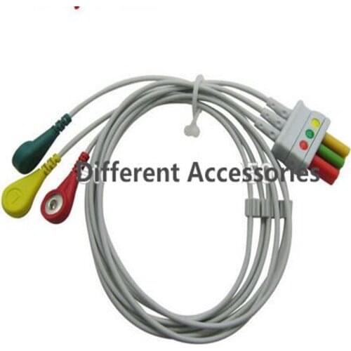 Compatible For Mindray MEC1000,PM7000/8000/9000 ECG 3 Leadwires Snap end ECG Trunk Cable Medical Wire Cables IEC