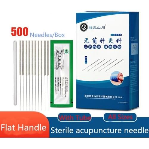 Sterile Acupuncture Needles With Tube Flat Handle Disposable Acupuncture Needle 500 Independent Packed Many size Choosable