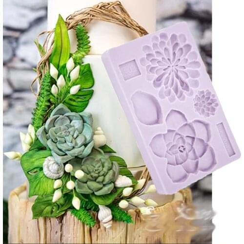 Succulent Mould Fondant Cake Decorating Tools Silicone Molds Sugarcrafts Chocolate Baking Tools for Cakes Gumpaste Form