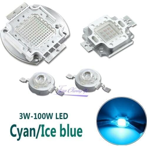 High Power LED Cyan 490nm Ice Bulb 480nm Chip 3W 5W 10W 20W 30W 50W 100W 480nm 490 nm Ice Blue DIY COB LED Epileds