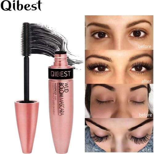 Qibest New 4d Fiber Eyelash Mascara Waterproof Eyes Makeup Rimel Curling Thick Lengthening Eyelashes Women Long Eye Lash Mascara