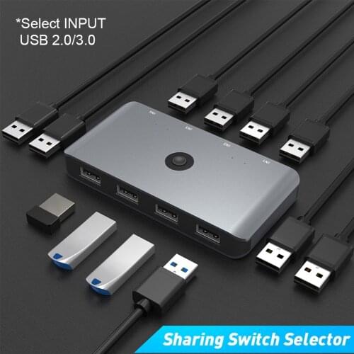 USB KVM Switch Splitter USB 3.0 2.0 Switcher 4 Port Sharing 4 Devices HUB Converter USB Switch for PC Keyboard Mouse Printer