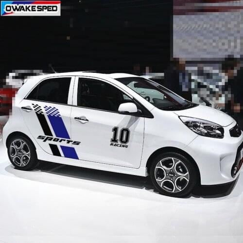 For KIA Picanto Morning Car Door Side Stickers Racing Sport Lattices Vinyl Decals Auto Accessories Car Body Decor Sticker