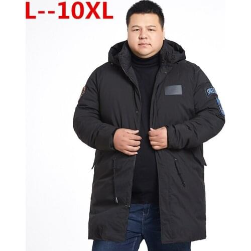 Plus size 10XL 8XL 6XL 5XL New Clothing Jackets Business Long Thick Winter Coat Men Solid Parka Fashion Overcoat Outerwear