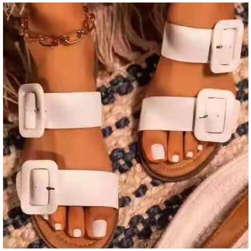 2021 Sandals Flat Summer Shoes Woman All-Match Clear Heels Suit Female Beige New Without Comfort Gladiator Fashion Black Girls B