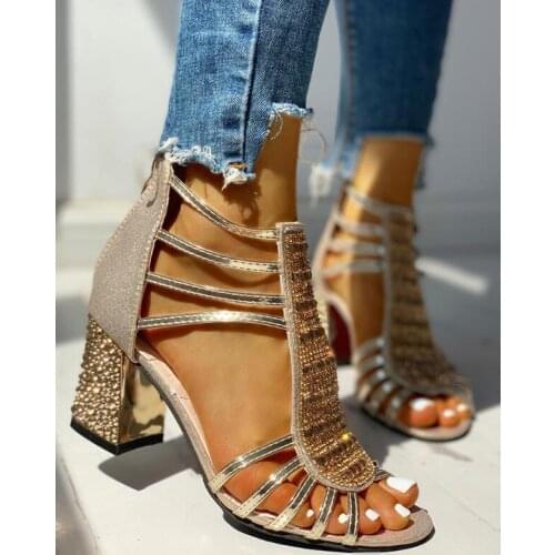 New Woman Sandals Shoes Sandalias Mujer 2021 Summer Style Wedges Pumps High Heels Slip on Bling Fashion Gladiator Shoes Women