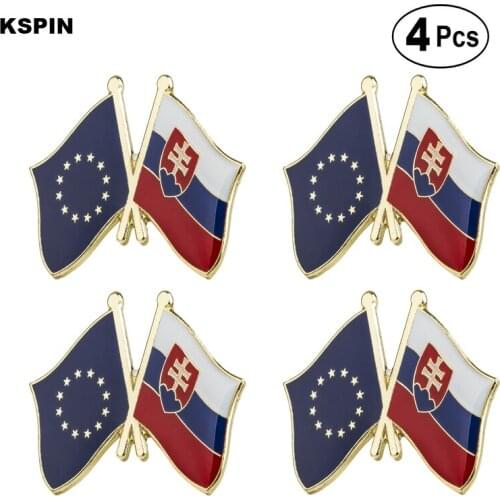 EU & Slovakia Friendship Flag Pin Lapel Pin Badge Brooch Icons 4pcs